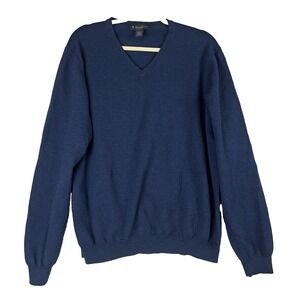 Brooks Brothers V Neck Merino Wool Blend Sweater Navy XL Mens Classic Stretch